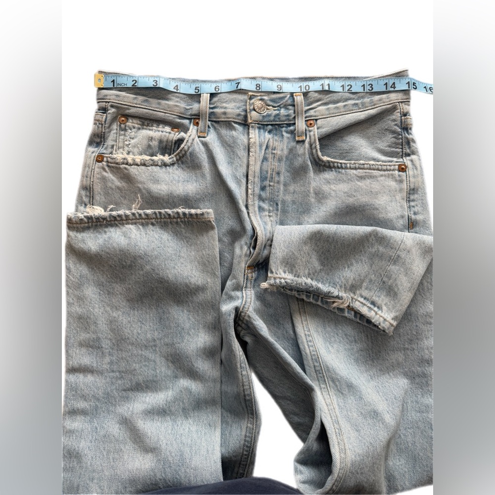Agolde 28 distressed straight leg jeans great condition - Picture 4 of 12